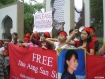 Exiled Burmese activists today protest against the Burmese military regime in Dhaka and Cox Bazar and urged to release opposition leader Aung San Suu Kyi. Photo: Kyaw Moe- Mizzima