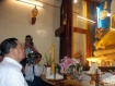 Burmese dictator Senior General Than Shwe pays obeisance to a sitting Lord Buddha image inside Mahabodhi Temple in Bodhgaya, in the India state of Bihar, on Sunday, July 25, 2010. The chief of Burma’s military regime who is on five-day official visit to India, arrived in Bodhgaya yesterday and flew to New Delhi on Monday evening, where he and his 80-plus delegation of ministers and wives are staying at a five-star hotel. Also on Monday, Burmese and Indian pro-democracy activists took to the streets of the Indian capital, New Delhi, in protest marches against the visit. Photo: Mizzima