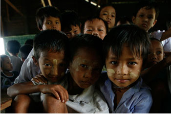 Elementary students are shown during class in the Irrawaddy Delta, where Ngo’s and INGO’s and the Burmese government are trying to rebuild the region’s schools after the destruction caused by Cyclone Nargis, in May 2008. (Contributed)