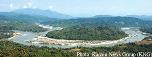 The Irrawaddy Myitsone dam site which is situated 27 miles north of Kachin State's capital Myitkyina. Photo; Kachin News Group