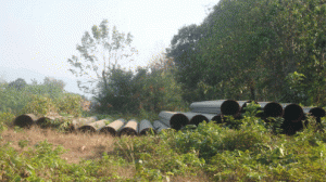  30 inch pipeline piles waiting to be installed in Mon State