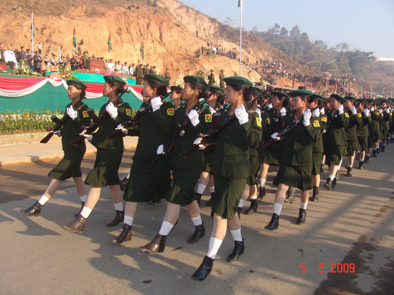 Women soldiers on parade during the 48th Kachin Revolution Day