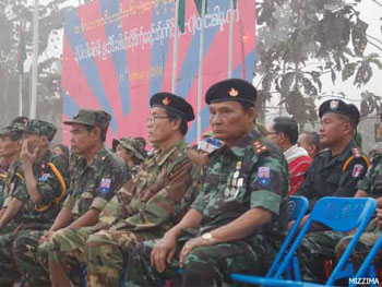  Officials of the Karen National Union/Karen National Liberation Army at the Karen National Day ceremony. The KNU, which has been fighting for self-determination for more than 60 years, is under increasing assault by the Burmese Army and its ally, the Democratic Karen Buddhist Army, a Karen splinter group. Photo : Mizzima