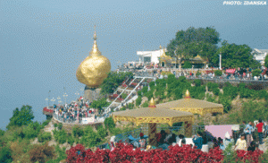  Kyaikthyo Pagoda on the Golden Rock in Thaton Township