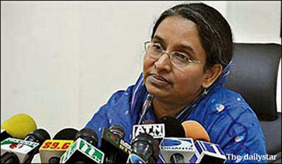 Dipu-Moni, Foreign Minister of Bangladesh, speaks at a press conference in Dhaka after  returning from Burma.