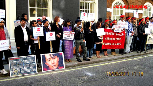 Rohingya, Burmese ethnic groups (Kachin, Karen, Chin) and democratic activists participated the Demonstration in London," The Rohingya Global day for Action"