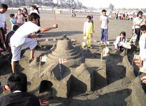 Sittwe ' Point' sea beach with a festival of sand sculpture competition in 2010