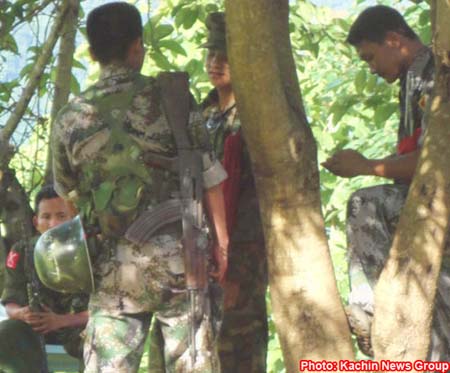 KIA soldiers take position near Laiza Headquarters, eastern Kachin State.