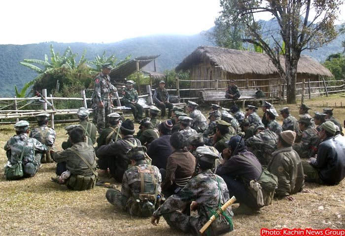 KIA troops who are resisting offensive of Burmese government troops in Mongkoe township in Northern Shan State.