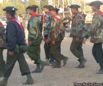 Burmese troops who are securing Myitkyina, the capital of Kachin state.