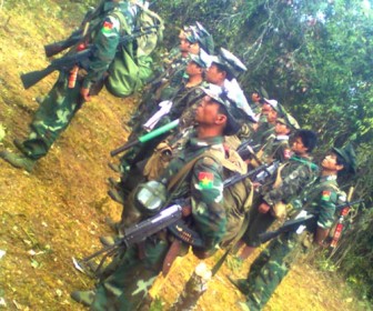 KIA soldiers who are battling against the strong offensive of Burmese government troops in Northern Shan state.