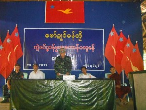 မွန်ပြည်သစ်ပါတီဥက္ကဌ နိုင်ထောမွန် မိန့်ခွန်းပြောကြားစဉ်(Photo-NMSP)