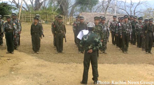 KIA soldiers who are resisting against offensive of Burma government troops in Northern Shan State.