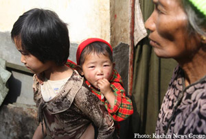 A nine year old Kachin girl and her three year old sister wait in the KIO-controlled border town of Mai Ja Yang for the conflict to end so they can go home. According to the girl, her sister developed a bad rash shortly after they fled their village last October.