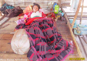 Manam Gam's widow Lahkang-Hkawn, Mai was herself seriously injured during the February 2 incident which killed her husband.