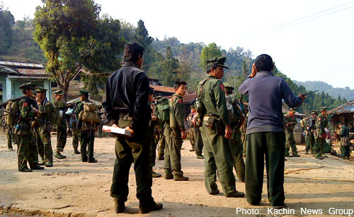 A new KIA members in a basic military training center near its Laiza headquarters in eastern Kachin state, Northern Burma.