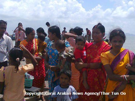 The photo was taken when the Hindu families arrived at Sittwe ( Photo- Coral Arakan)