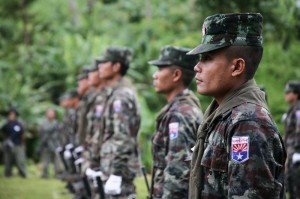 Karen fighters on parrade at Martyr's Day