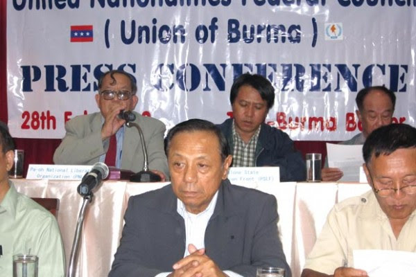 UNFC leaders at a press conference in Chiang Mai, Thailand.