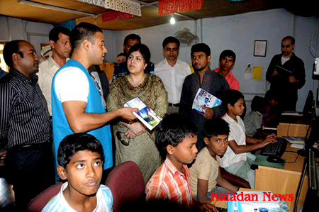 Ms Baroness Sayeeda Hussain Warsi checking the computer center of camp