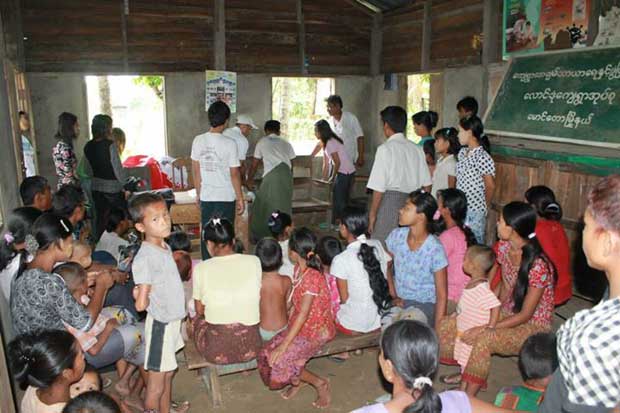 A group of Bangladeshi Buddhist stay in a school in Maungdaw.