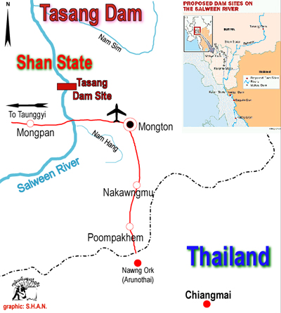 Map of Tasang Dam or Mongton Hydroelectric Power Project