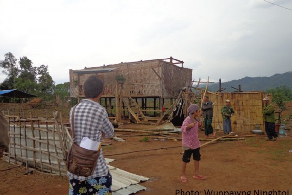 A wind storm damaged buildings in Bum Tsit Pa camp near Mai Ja Yang. 