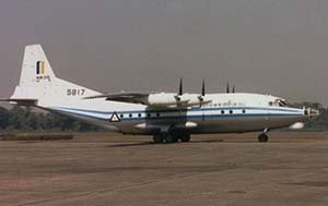 A Chinese built Shaanxi Y-8 transport plane that was purchased by the Burma military.