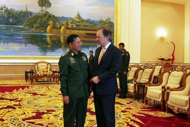 UK Foreign Office Minister for Asia Hugo Swire and Commander-in-Chief of the Tatmadaw Senior General Min Aung Hlaing in Nay Pyi Taw on January 28, 2014. Photo credit to British Embassy Yangon UK Foreign Office Minister for Asia Hugo Swire and Commander-in-Chief of the Tatmadaw Senior General Min Aung Hlaing in Nay Pyi Taw on January 28, 2014. Photo credit to British Embassy Yangon UK Foreign Office Minister for Asia Hugo Swire and Commander-in-Chief of the Tatmadaw Senior General Min Aung Hlaing in Nay Pyi Taw on January 28, 2014. Photo credit to British Embassy Yangon UK Foreign Office Minister for Asia Hugo Swire and Commander-in-Chief of the Tatmadaw Senior General Min Aung Hlaing in Nay Pyi Taw on January 28, 2014. Photo credit to British Embassy Yangon