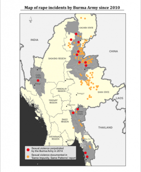 Map of Rape Incidents by Burma Army Since 2010 