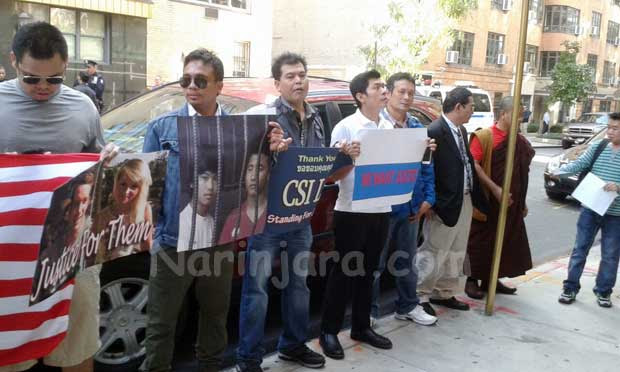 Demonstrators at the Thai Embassy in New York Demand Justice for Koh Tao Suspects