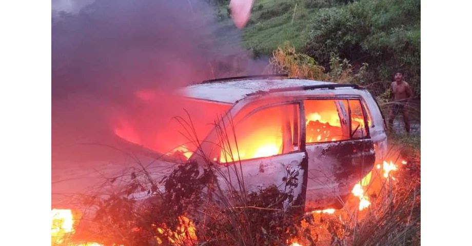 ARSA Burns Car and Abducts Muslim Father and Son Northern Maungdaw