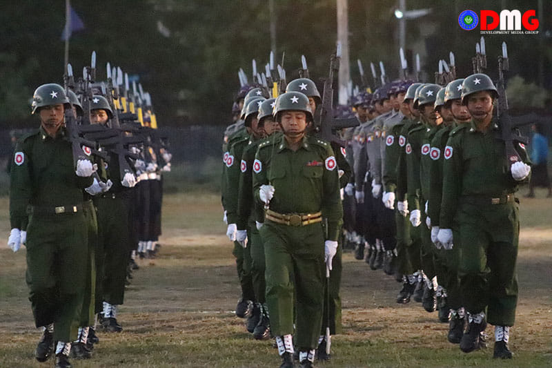 Military reinforcing troops and supplies in Arakan State