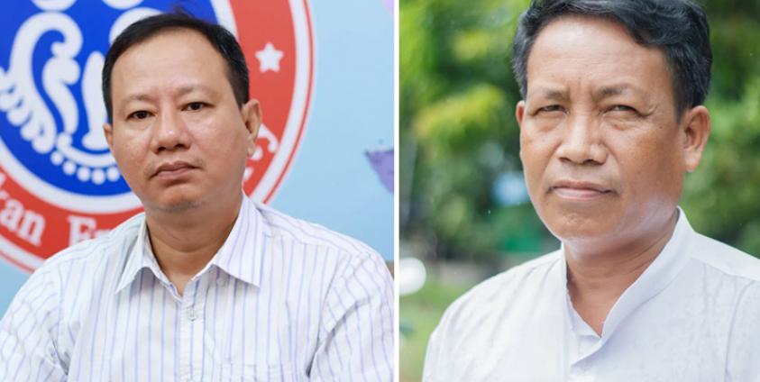 ဖမ်းဆီးခံထားရသော AFP ပါတီခေါင်းဆောင် ဦးကျော်ဇောဦး(ဝဲ) နှင့် ဦးကျော်လွင်(ယာ)။ ဓာတ်ပုံ - AFP