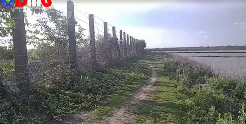 A fence on the Myanmar-Bangladesh border.