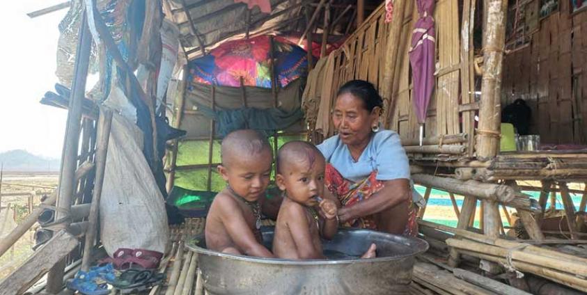 IDPs from Wah Taung displacement camp in Kyauktaw Township are seen. (Photo: Ma Hla Win)