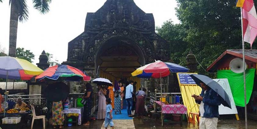 Photo shows an entrance to the Mahamuni Buddha image in Kyauktaw.