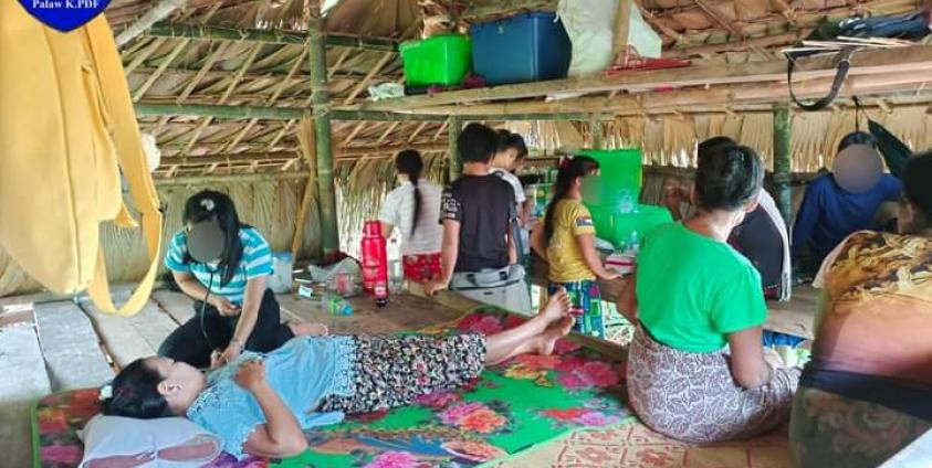 Members of a local anti-regime group provide healthcare services to villagers in Palaw Township, Tanintharyi Region. (Photo: KPDF Palaw)