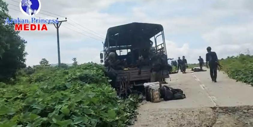 Fighting between the Myanmar military and the Arakan Army (AA) in northern Maungdaw Township on July 18, 2022. (Photo: APM)