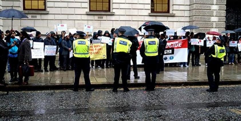 Demonstrators Outside the Foreign Office in London