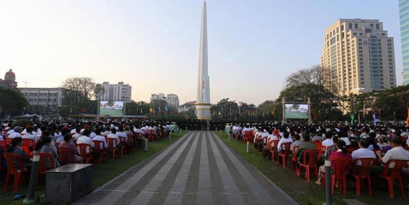 The ceremony held to mark the 71st anniversary of Myanmar's Union Day at Maha Bandula Park, in Yangon on 12 February 2018. Photo: Thet Ko/Mizzima