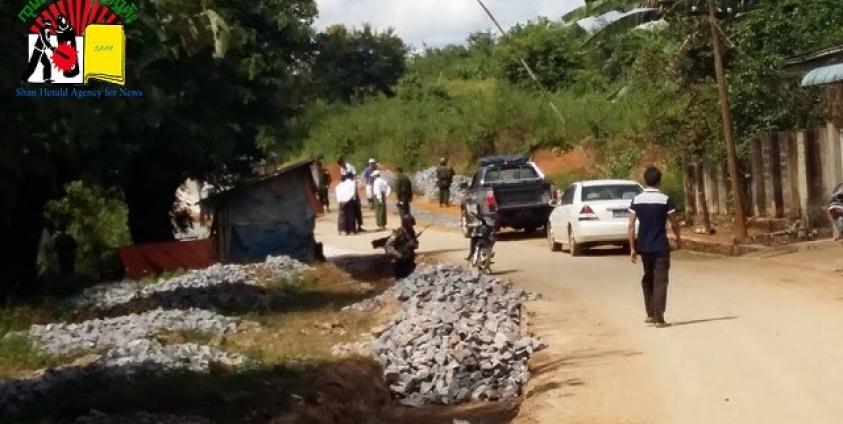 Photo by SHAN- A military checkpoint in Khojom village, Monghsu Township