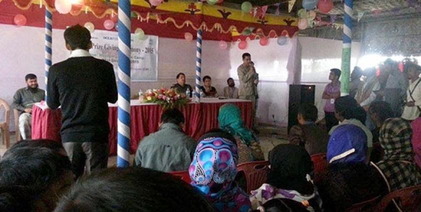 Camp in charge delivery his speech in the event