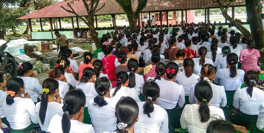 The funeral ceremony for Dr. Myint Myint San, the education officer for Maungdaw District who was stabbed to death on October 2.