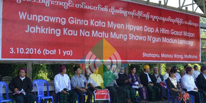 Protesters demonstrating against Burma Army offensives in Kachin State