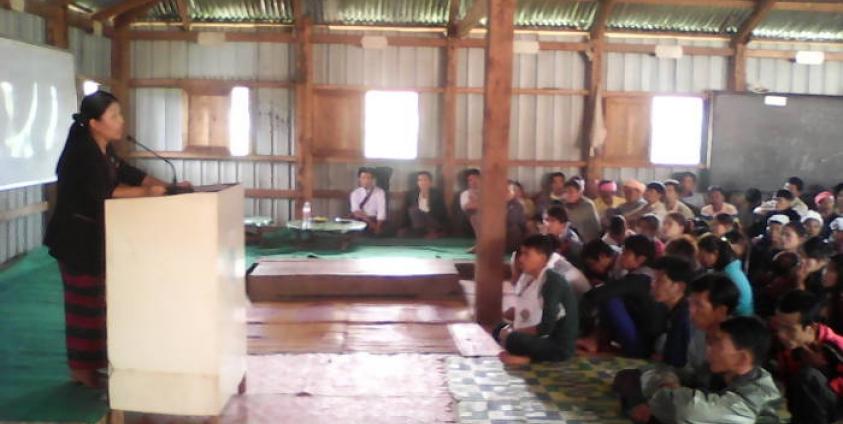 The ruling Union Solidarity and Development Party holds a campaign rally in Shan State's Mantong Township.