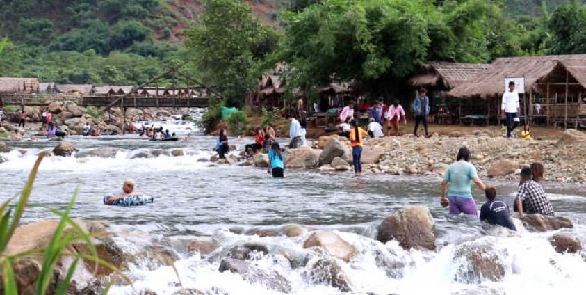 Aung Myin Thar villagers’ recreational area in Chyinghkrang Hka stream, north of Myitkyina.