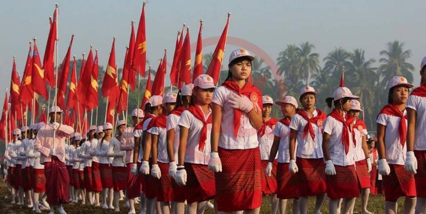 Mon youths march at the fourth Mon Youth Day celebration event (Photo: MNA)