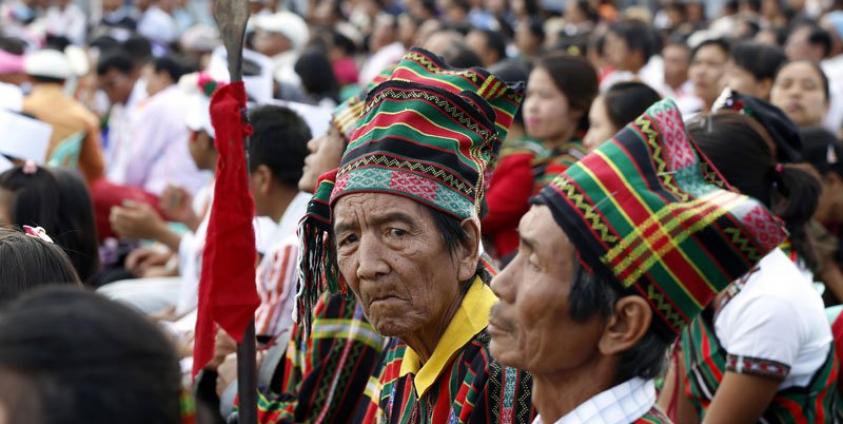 An elderly Chin man attends the Khuado festival in Tedim township, Chin State, Myanmar, 15 October 2016.  Photo: Nyein Chan Naing/EPA