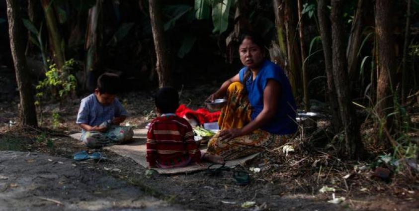 Rakhine ethnic people, who fled from conflict areas, at the Dam Mar Yar Ma Monastery temporary camp in Dyi NyaWaddy Ward, Sittwe, Rakhine State, Myanmar, 29 December 2019. Photo: Nyunt Win/EPA